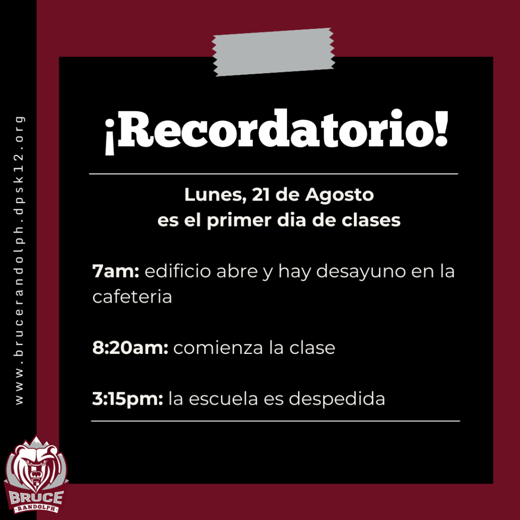 REMINDER/RECORDATORIO